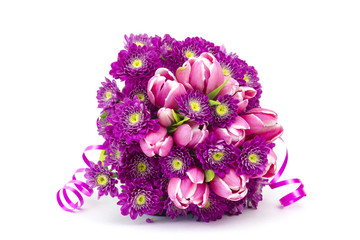  Bouquet made of tulips and chrysanthemum flowers