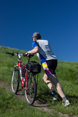 Fototapeta premium Cyclist Riding the Bike