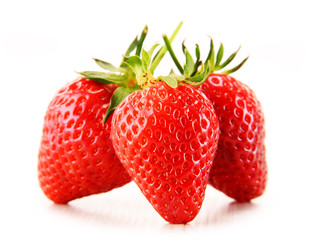 Fresh organic strawberries isolated on white background