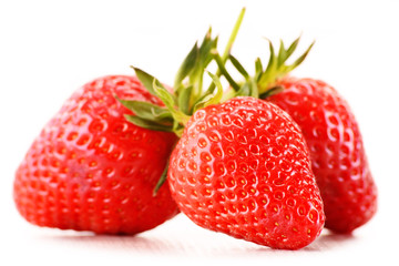Fresh organic strawberries isolated on white background