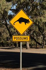 Australian road sign possums crossing