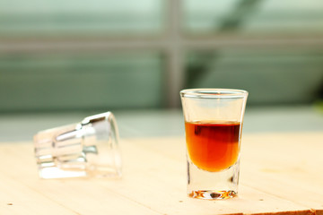 Close up  glass of brandy
