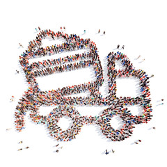 people in the shapeof a truck.