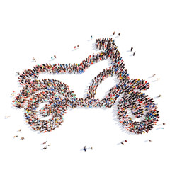 people in the shape of a motorcycle.