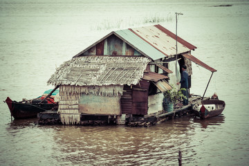 The village on the water. Tonle sap lake. Cambodia