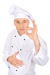 Chef in white hat with perfect sign