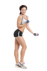 Fototapeta premium sport woman with dumbbells