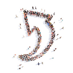 People in the form of arrows.