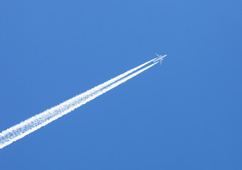 travel concept. flying in the blue sky plane