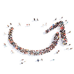 People in the form of arrows.