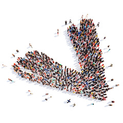 People in the form of arrows.