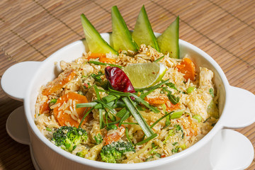 Thai Khao Pad - special fried rice with mixed vegetables,.egg an