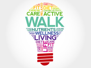 WALK bulb word cloud, health concept