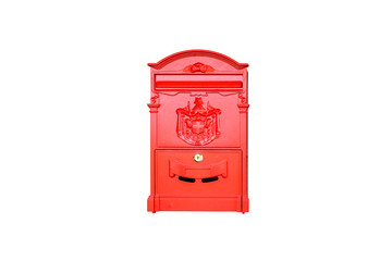 Red vintage post box isolated