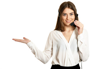 Service operator woman with headset