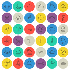 Weather line thin icons