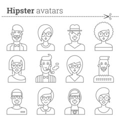 Creative set of hipster avatars