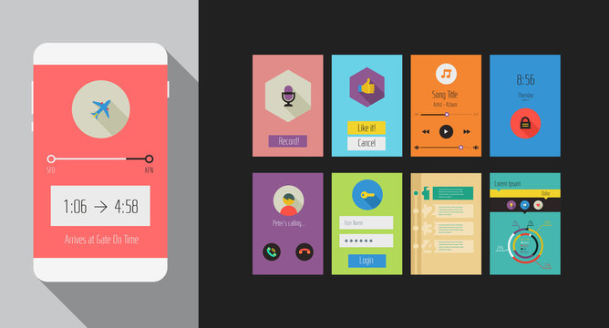 Flat Ui or UX mobile apps kit