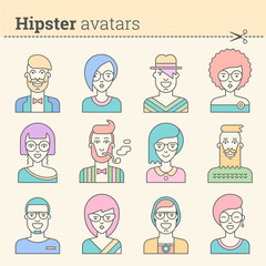 Creative set of hipster avatars.
