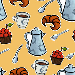 English tea ceremony vector pattern illustration