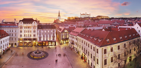 Bratislava Panorama - Main Square - obrazy, fototapety, plakaty