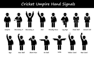 Cricket Umpire Referee Hand Signals Illustrations