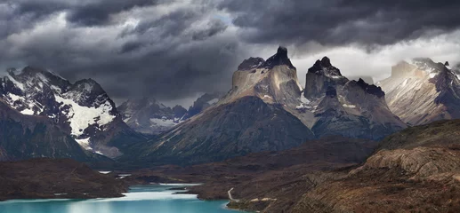 Fotobehang Cuernos del Paine Torres del Paine, Cuernos-gebergte