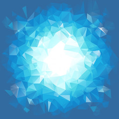 Blue triangular explosion in a low poly style. EPS8 Vector