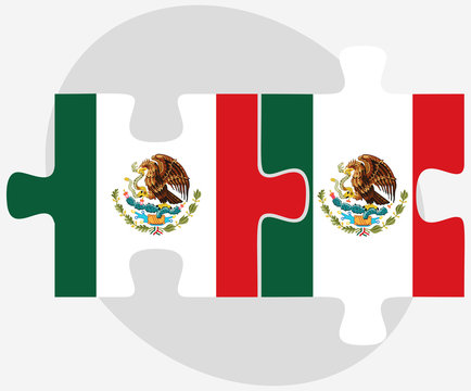 Mexico and Mexico Flags in puzzle