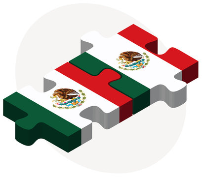 Mexico and Mexico Flags in puzzle