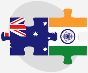 Australia and India Flags in puzzle