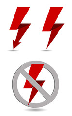 lightning banner icon with forbidden sign