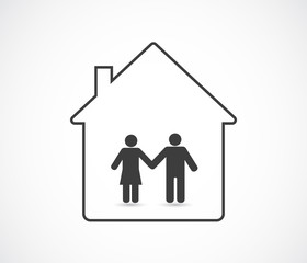 man and woman family icon in house