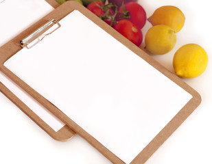 Restaurant menu template with tomatoes and lemons