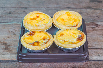 Egg Tart on wood background
