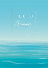 Hello summer, card, quote, sea, ocean