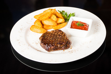 Meat steak with potatoes
