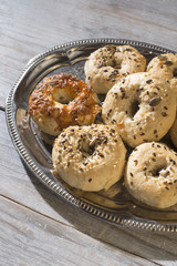 Bagels on a vintage table