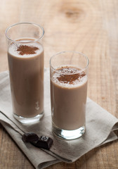 Chocolate and banana smoothie (milkshake)