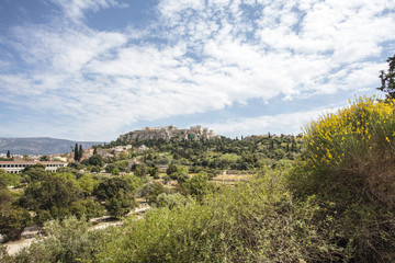 View at the Acropolis mountain from Agora, Athens, Greece, Europe