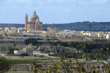Fototapeta na wymiar Church of Saint John the Baptist in Xewkija, Gozo, Malta