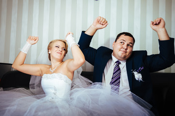 Wedding dance of charming bride and groom on their wedding