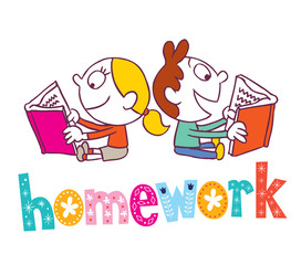 homework - kids reading books