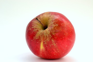 Fototapeta na wymiar A red apple on a white background is grown without chemicals