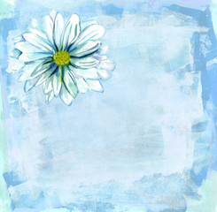 Watercolor white daisy flower on an artistic textured background