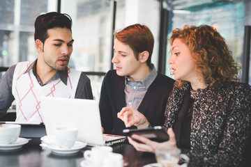 Multiracial business people working outdoor in town