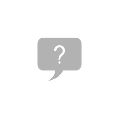 A simple chat window icon with a question.