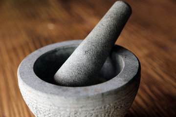 Close-up of Mortar and Pestle