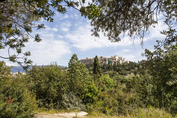 View at the Acropolis mountain from Agora, Athens, Greece, Europe