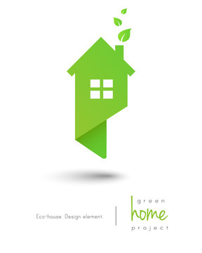 Eco-friendly green home logo as map pin design